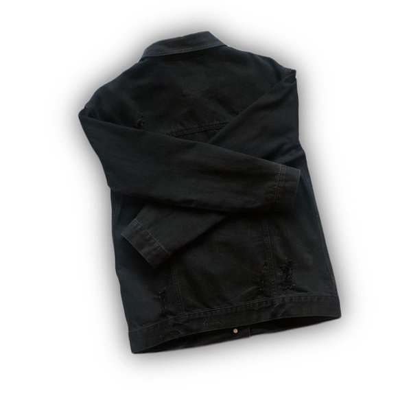 Hollister Distressed Black Denim Jacket - Picture 3 of 6